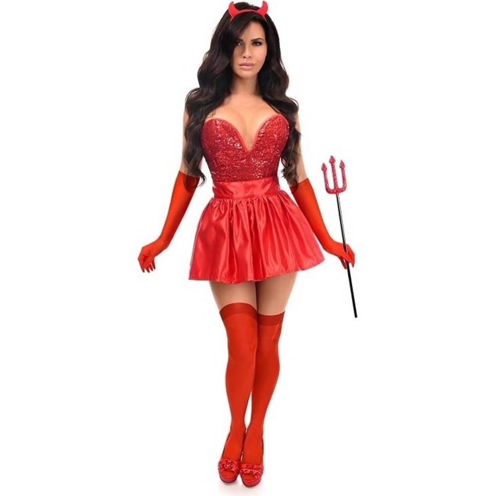 Daisy Corsets Top Drawer 5PC Premium Devil Corset Costume XS Skirt Pitchfork NEW